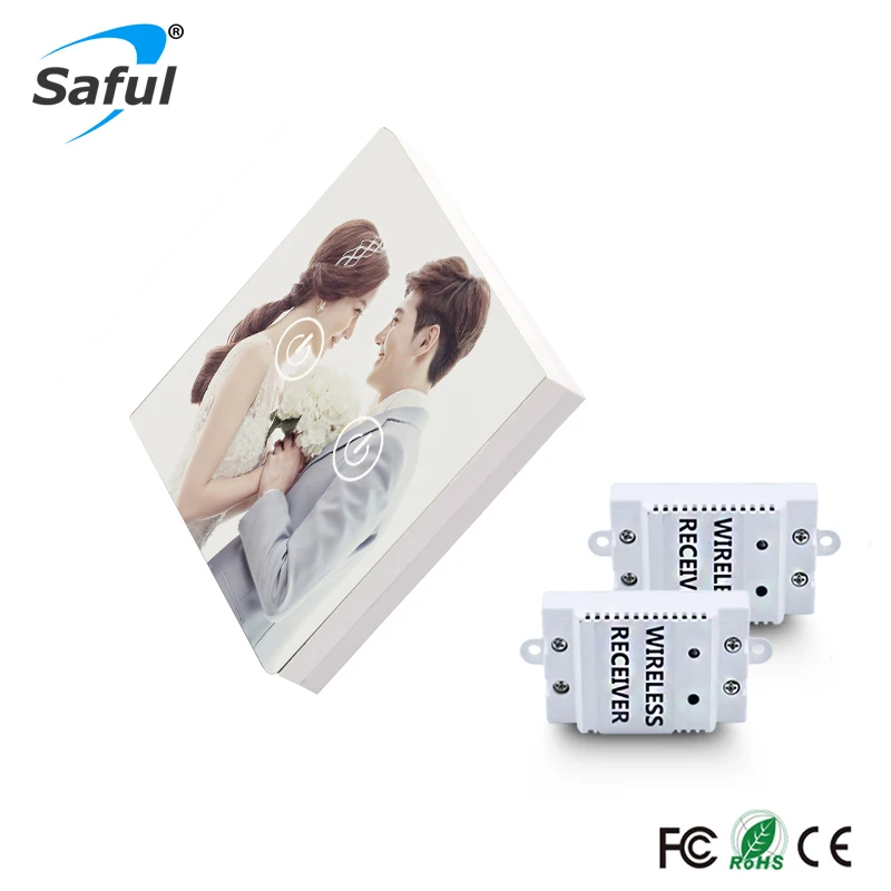 

Saful 2 Gang 2 Way Glass Panel Wireless Wall Touch Switch DIY Painting Remote Control Touch for Lighting Free Shipping