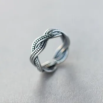 

New Retro Exquisite Simple Personality 925 Sterling Silver Jewelry Twist Thai Silver Not Allergic Tail Opening Rings SR251