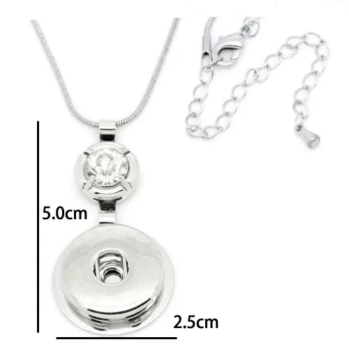 

3 pcs/lot New silver snake chain Snap button charm necklace charm pendant with acrylic free shipping