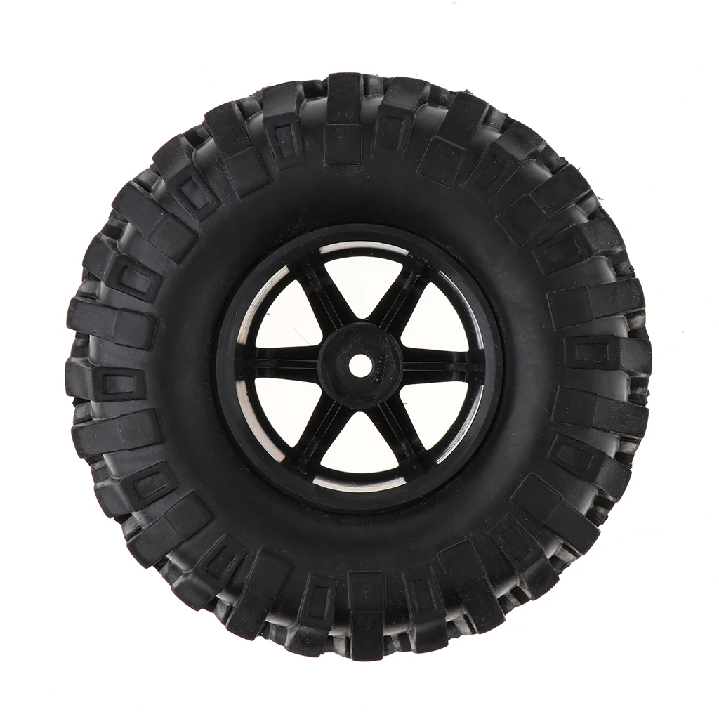 MagiDeal 1/10 Scale 108mm Dia Black Rubber Tire Tyres w/ Wheel Hex Rim Metal for Axial SCX10 D90 RC Crawlers Truck Parts