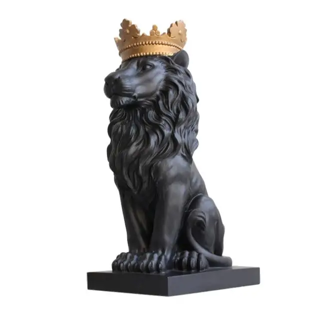 Black crown lion statue handicraft decorations christmas decorations