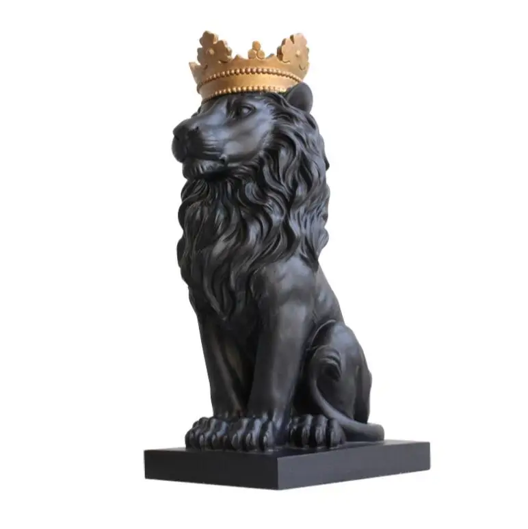 Online Corona negra estatua de León decoraciones artesanales adornos navideños para el hogar escultura accesorios de decoración del hogar