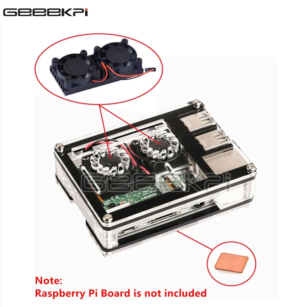 

GeeekPi Sliced 9 Layers Acrylic Case Box With Dual Fan Double Cooling Fans Heatsink for Raspberry Pi 3 / 2 Model B, Not for 3B+