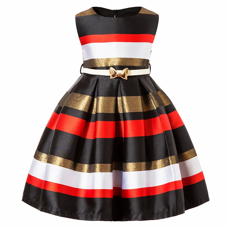 

2019 Hot Sale Kids Summer Bow Striped Princess Dress For Girls Infant Baby Reception WeddingChildren girls Clothes Girl Dress