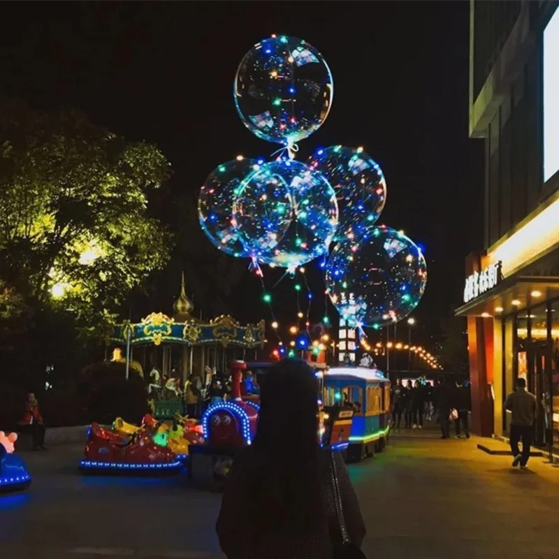 Вечерние блестящие яркие Воздушные шары ручной волнистый шар Ins Bobo, светодиодный ночной рынок, праздничные вечерние принадлежности W1