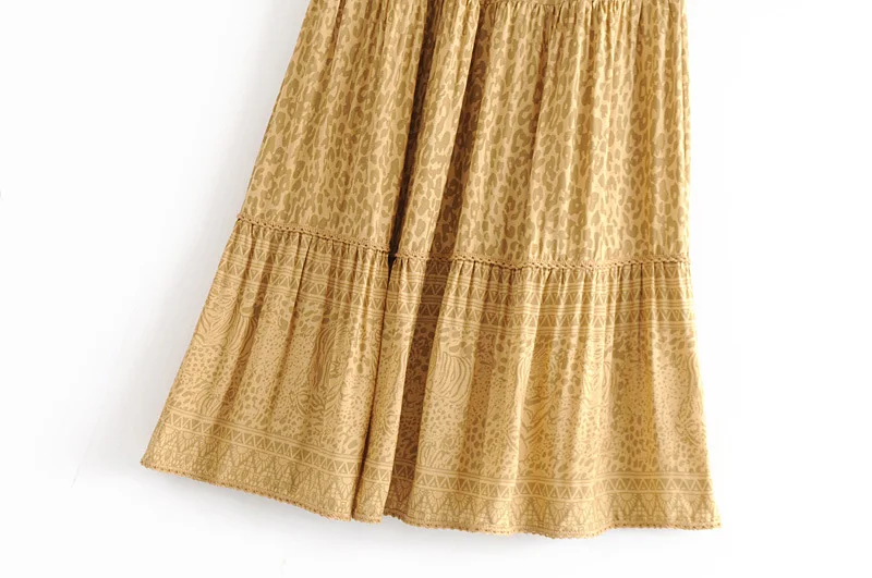 Boho желтая летняя юбка с цветочным принтом, длинная свободная трапециевидная пляжная одежда, повседневная юбка в стиле хиппи, цыганские женские юбки, летняя falda