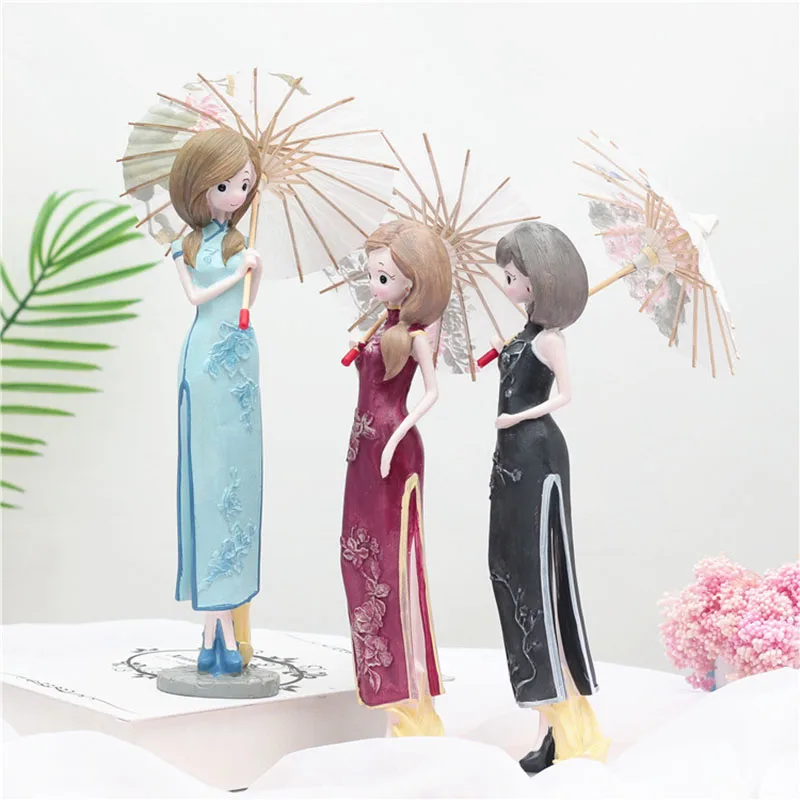 Small Pure Fresh Chinese Dress Umbrella Girl Creativity Resin Arts And Crafts Wine Ark Place Adorn Household Furnishing Articles | Дом и сад