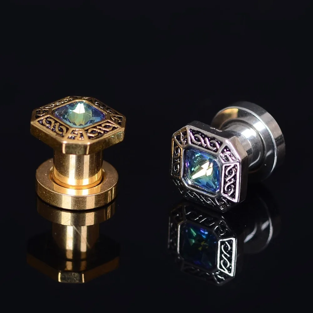 

2pcs Pulley Square Zircon Ear Piercing Cartilage Tragus Helix Plugs Auricle Kit Flesh Tunnels Expresion Stretcher Body Jewelry