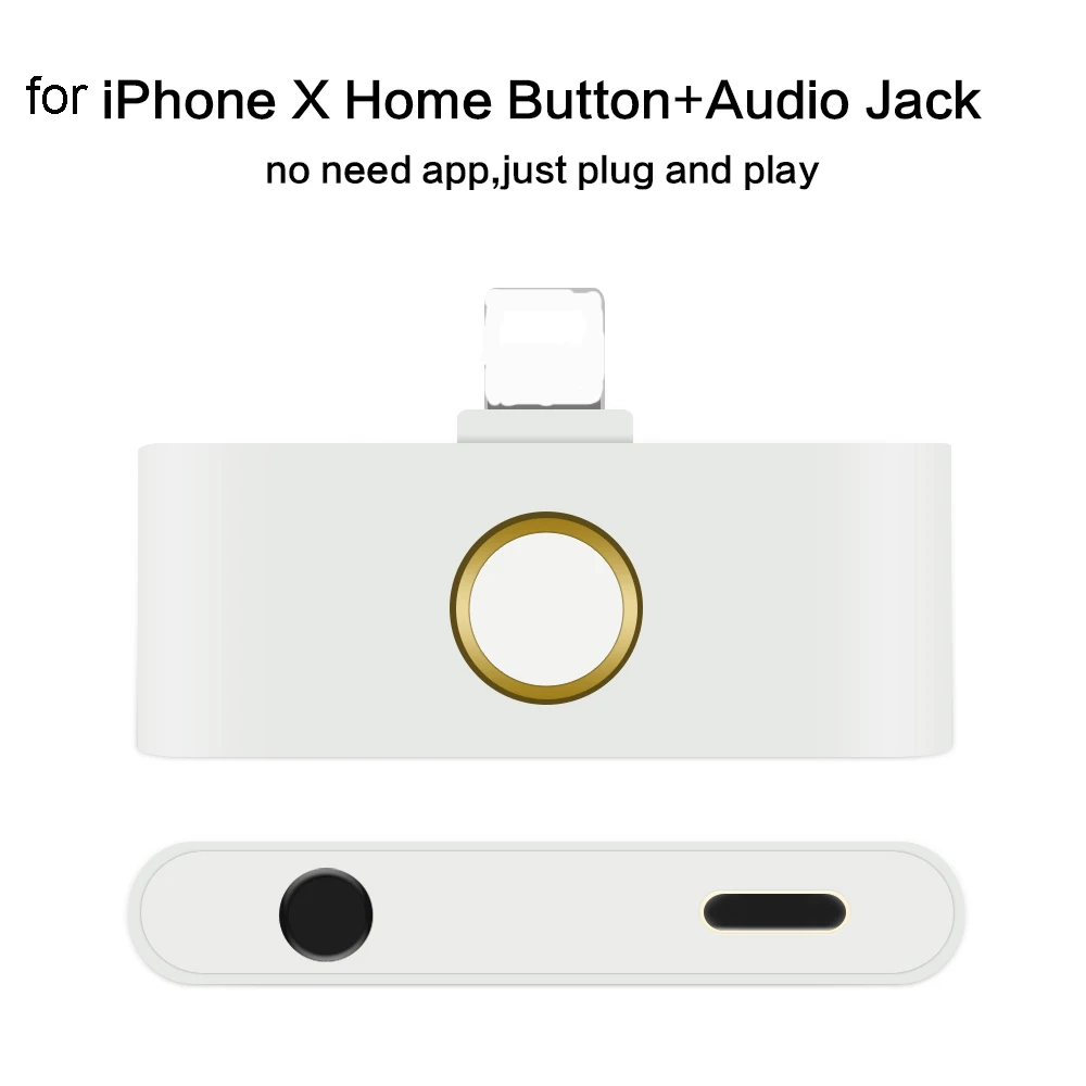 Kopen Voor iPhone X Home Knop Audio Charger Adapter Voor iPhone Home Key 3.5mm Oortelefoon AUX Jack Audio Converter Opladen + Audio