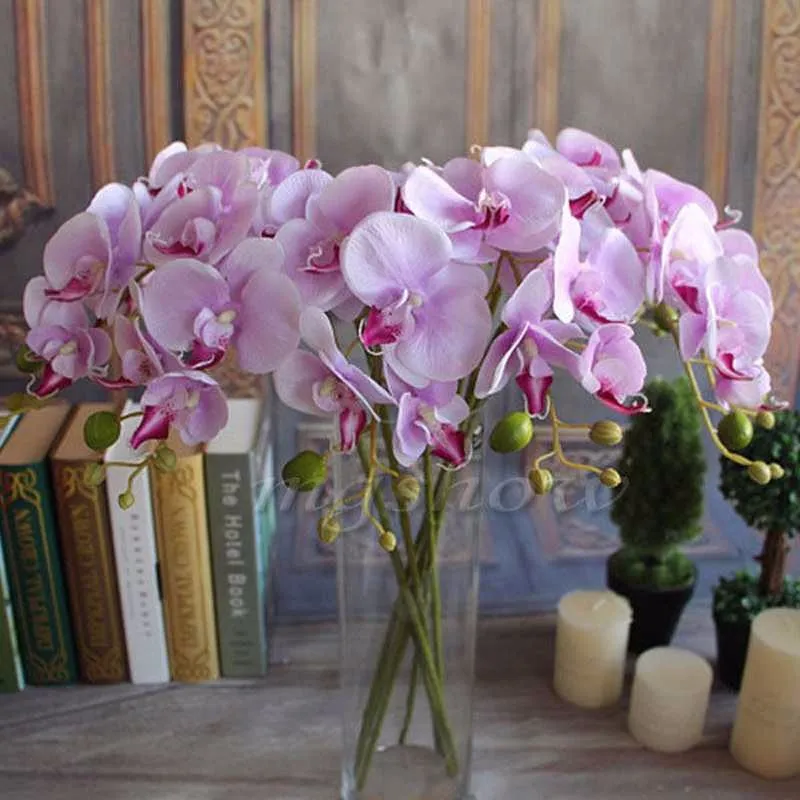 78 см букет искусственных Шелковый фаленопсис; бабочки; орхидеи лист горшок Цветочная композиция для Одежда для свадьбы, дня рождения украшения