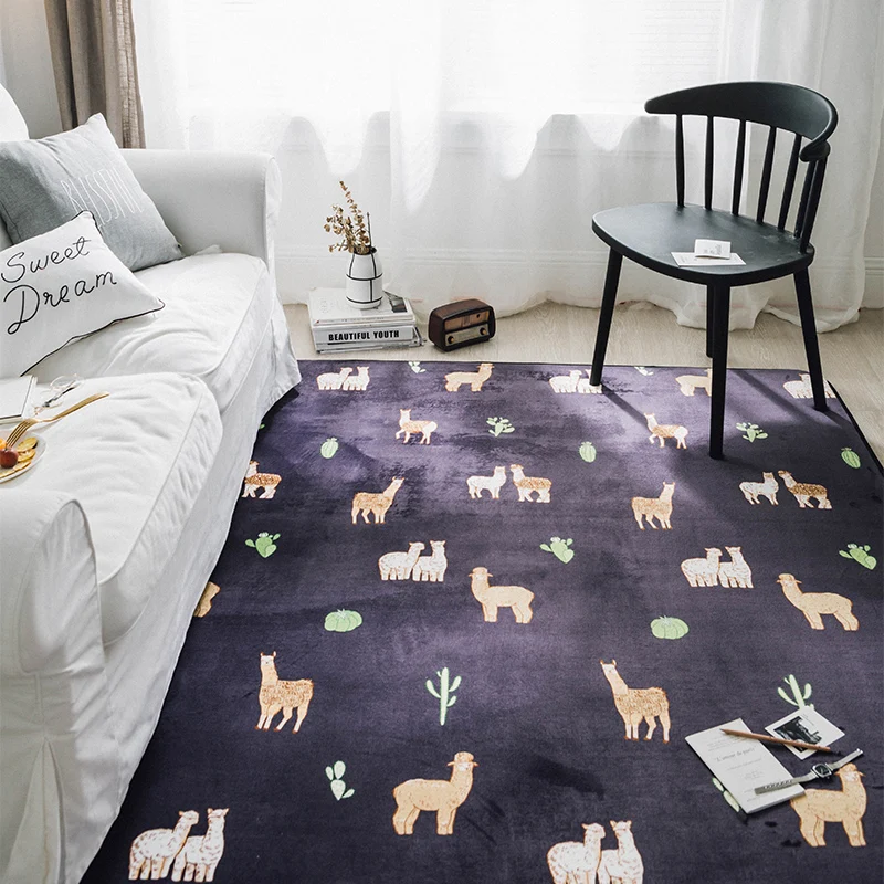 

Alpaca and Cactus Fleece Doormat For Living Room Multi-size Anti-slip Rectangle Carpet and Rugs Home Decor Bedroom Floor Mats