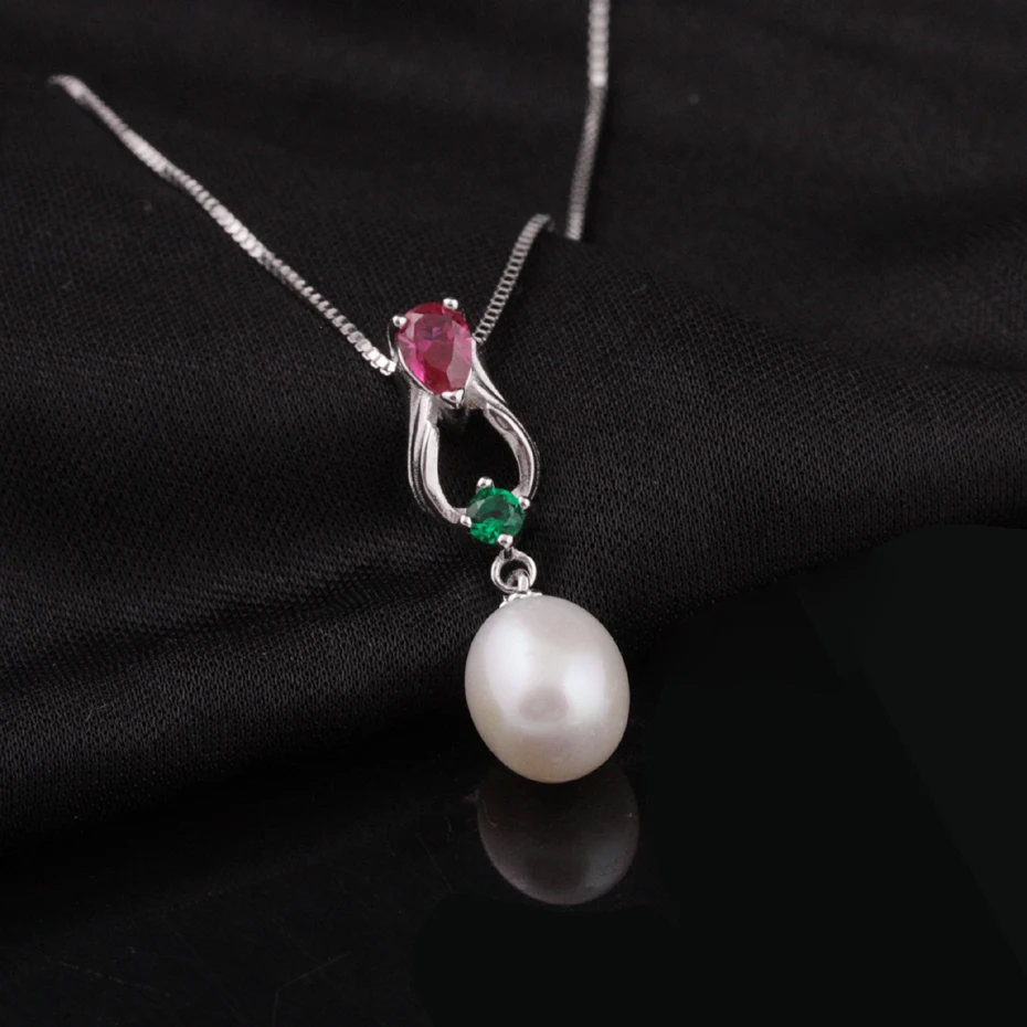 

[MeiBaPJ]9-10mm big size pearl necklace Elegant 925 sterling silver Angel wing pendant necklace for women 4 colors with gift box