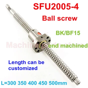 

rolled thread C7 ball screw RM2005 300 350 400 450 500mm with SFU2005-4 ball nut and end machining for BK15/BF15