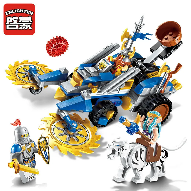 Просвещения Building Block войны of Glory замок рыцарей гномов колесница 3 фигурки 243 шт.