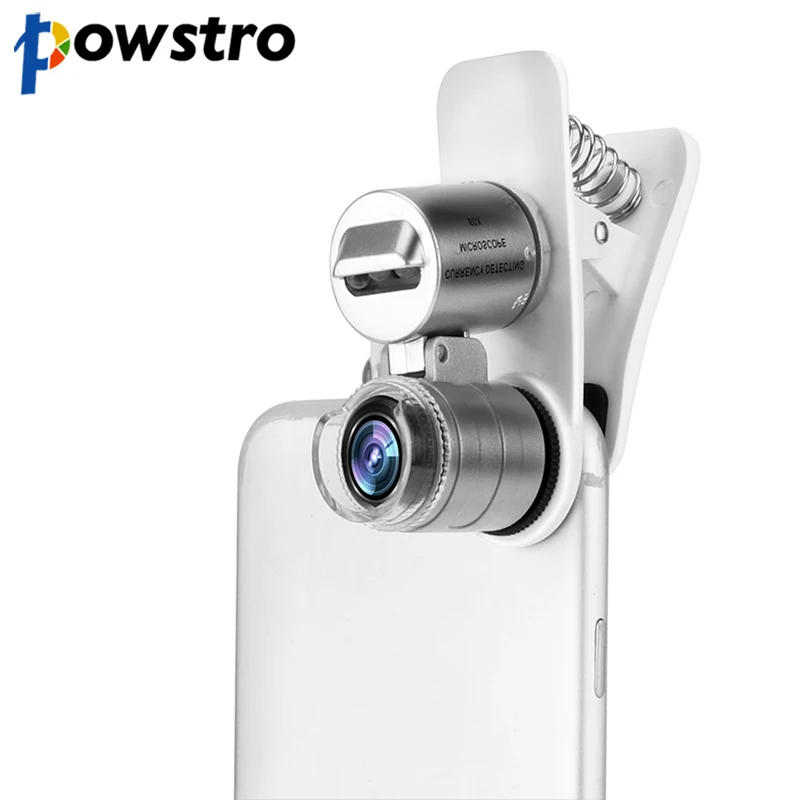 

Powstro Mobile Phone Microscope Macro Lens 60X Optical Zoom Magnifier Micro Camera Clip LED Lenses For iPhone 5S 6S Plus