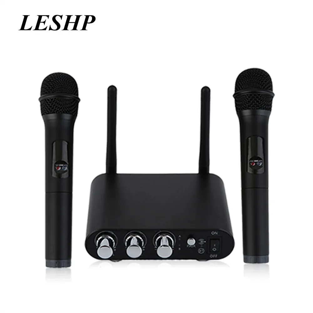 

LESHP-UHF Wireless Microphone Karaoke for Music Playing Singing Anytime Machine KTV for Smartphone Multifunctional