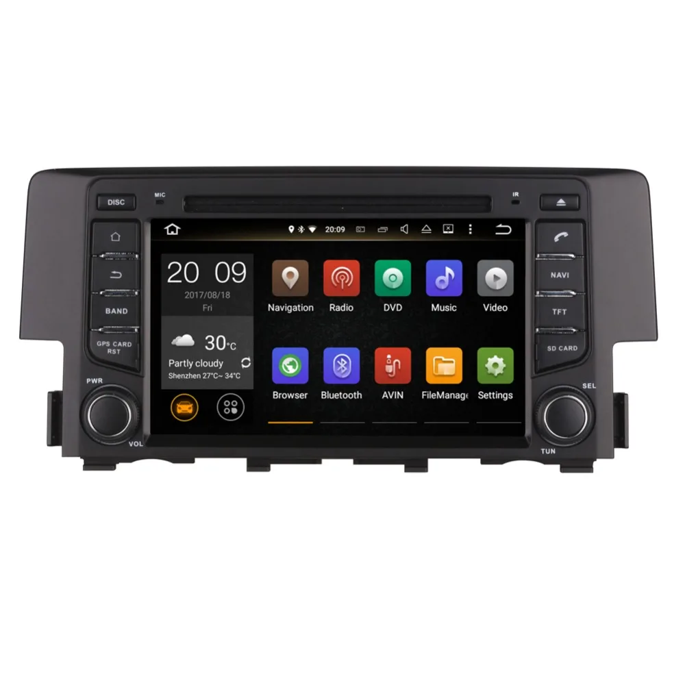 Best Android 9.0 Octa Core 4GB RAM CAR DVD Player GPS Navigation Bluetooth For Honda Civic 2016-2020Head Unit Radio Stereo Multimedia 8