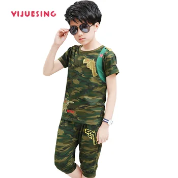 

Kids Clothing Set Boy Summer Clothes Solid Cotton Camouflage T-shirts + Pants Kits for Boy Children Sets