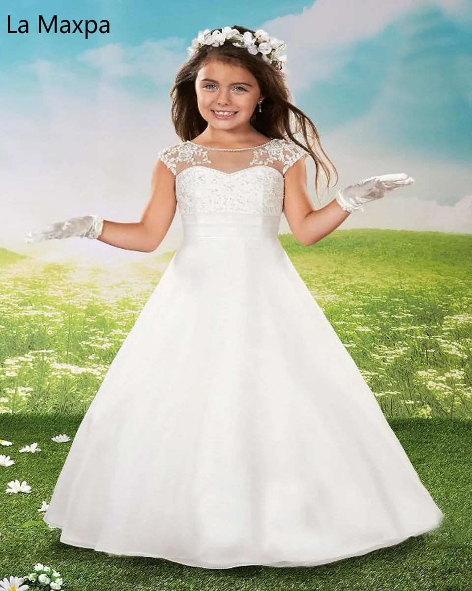 

New Children's Summer Fashion White Princess Dress Girls Tutu Graduated Host Show Dress Birthday Party lace Wedding Dress T01