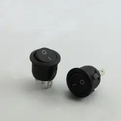 10 шт./лот --- 3Pin SPDT ON OFF рокер мини круглый переключатель кнопки в 6A 250VAC 10A 125VAC черный