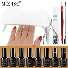 MIZHSE Nail Kit With 6W Lamp And Gel Polishes All For Manicure And Nail Design Torno Manicura Y Pedicura 7ML Primer Gel