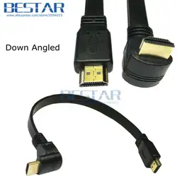 (100 шт./лот) 1ft плоским Тонкий High Скорость 1.4 В HDMI удлинитель 30 см в Тип мужчина к Мужской Шнур AM /AM вверх и Подпушка угловой