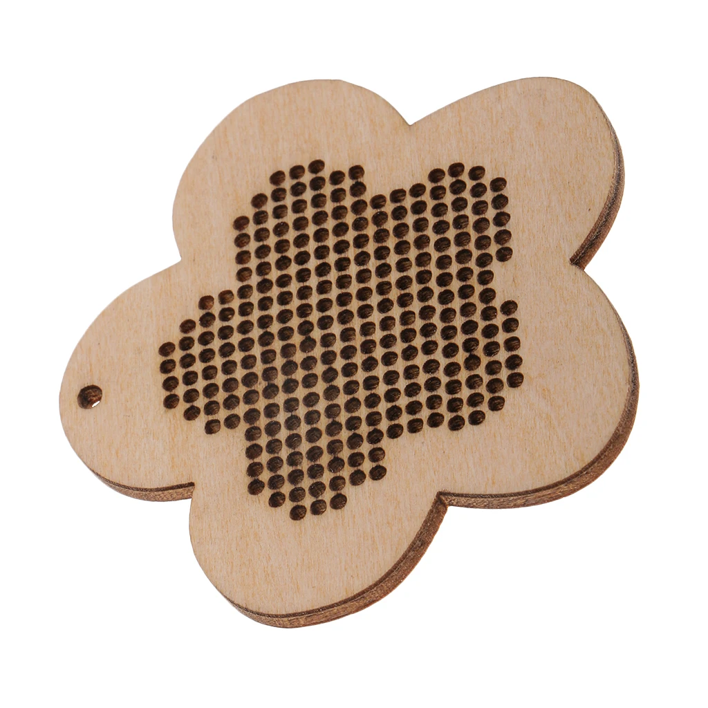 1 Pack Wood Flower Shape Small Circle Blanks Pendant Charms for Embroidery Counted Cross Stitch Kit ,DIY Jewelry Making Findings