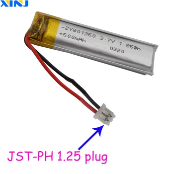 

XINJ 3.7V 500mAh Li Polymer LiPo Battery cell 2pin JST-PH 1.25mm plug 801350 For Camera Car DVR DVC Driving recorder Sat Nav mp4