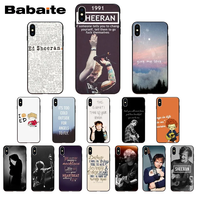 

Pop Singer Star Ed Sheeran Black TPU Soft silicone Phone Cover for iphone X XS MAX 8 7 6S Plus 5S SE XR Cellphones Babaite