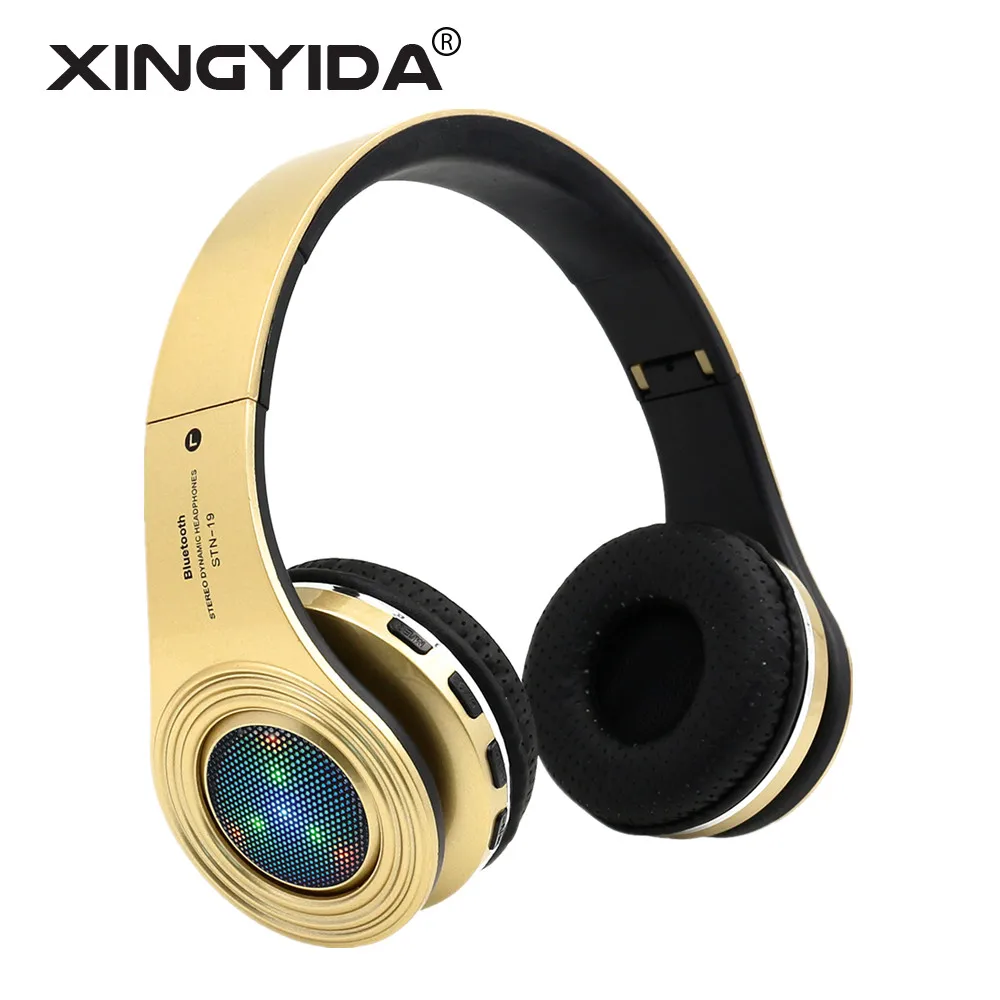 

XINGYIDA Bluetooth Headphones Wireless Stereo Glowing Headsets with Mic Support TF Card FM Radio LED for iPhone Samsung Calls PC