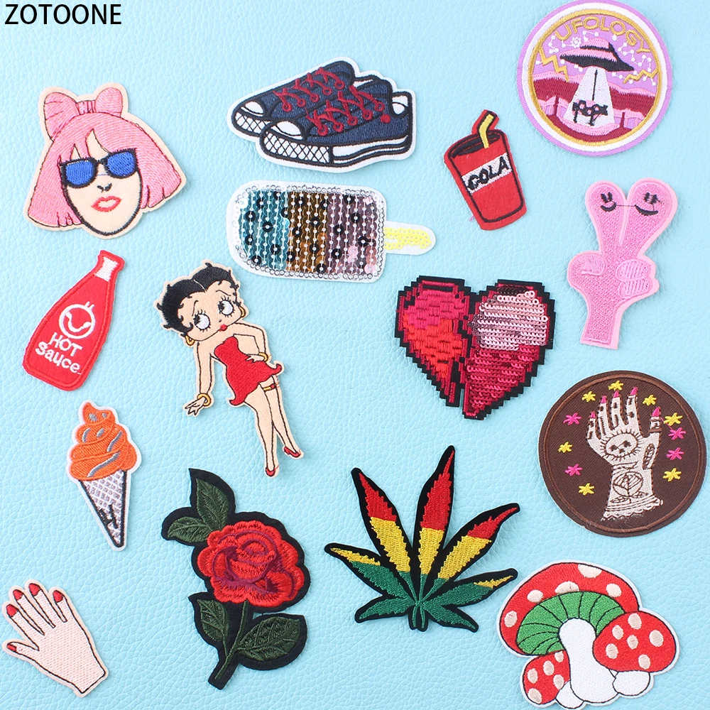 

ZOTOONE 15pcs Cute Patch for Clothing Stripes Sequin Embroidered Clothes Patches Badges Stickers Appliques for Children's Crafts