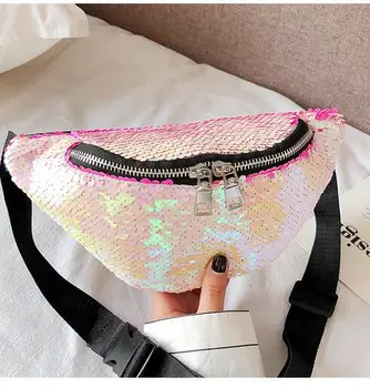 

Fashion Women Lady Girl's Shinning Reversible Glitter Mermaid Sequins Waist Bag Fanny Pack Pouch Hip Purse Satche Bumbag