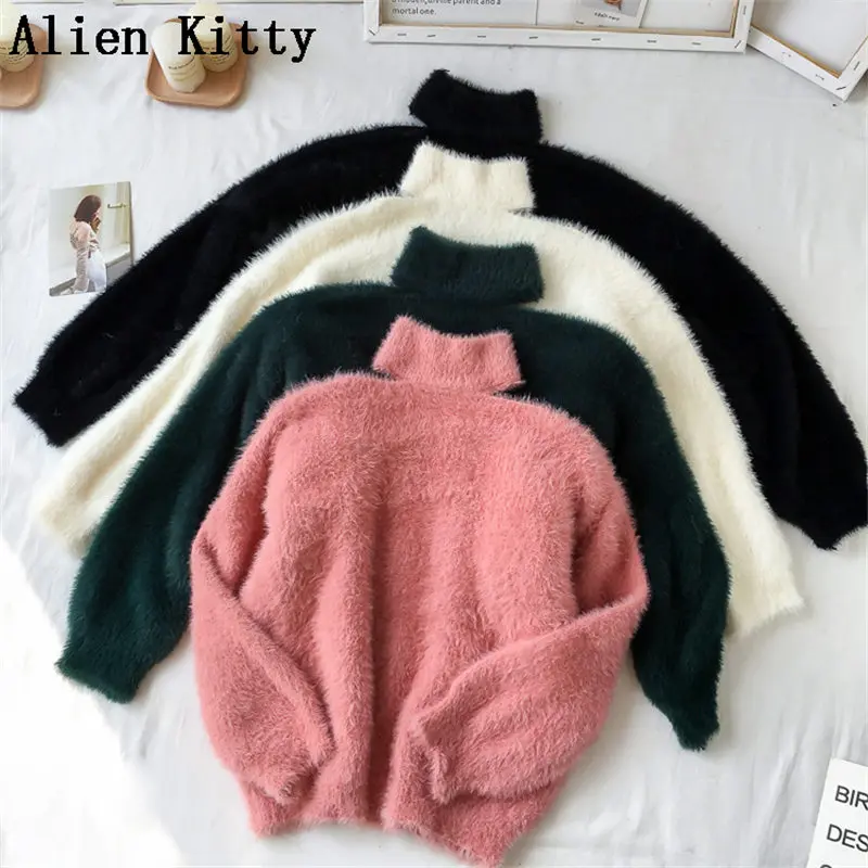 Alien Kitty зима Новый Свободный Повседневный свежий вязаный плотный простой пуловер