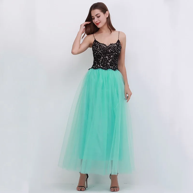 mint green Вечерние поезд; модные женские туфли со шнуровкой, для сказочной принцессы; наряды с 4 слоя 100 см вуаль Тюлевая Юбка Bouffant Паффи модная юбка длинные юбки-пачки - Цвет: mint green