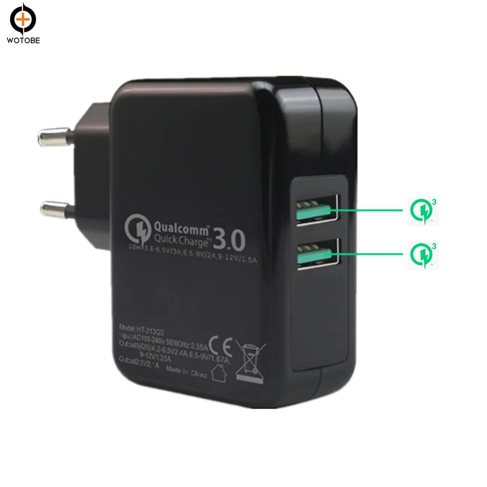 Dualport QC3.0 Fast Charging 18W Wireless Charging Power Adapter for