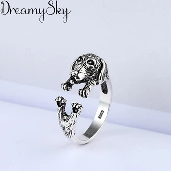 

Personality Punk Retro Silver Color Dog Rings For Women Simple Ladies Adjustable Size Ring Wedding Jewelry Anillos
