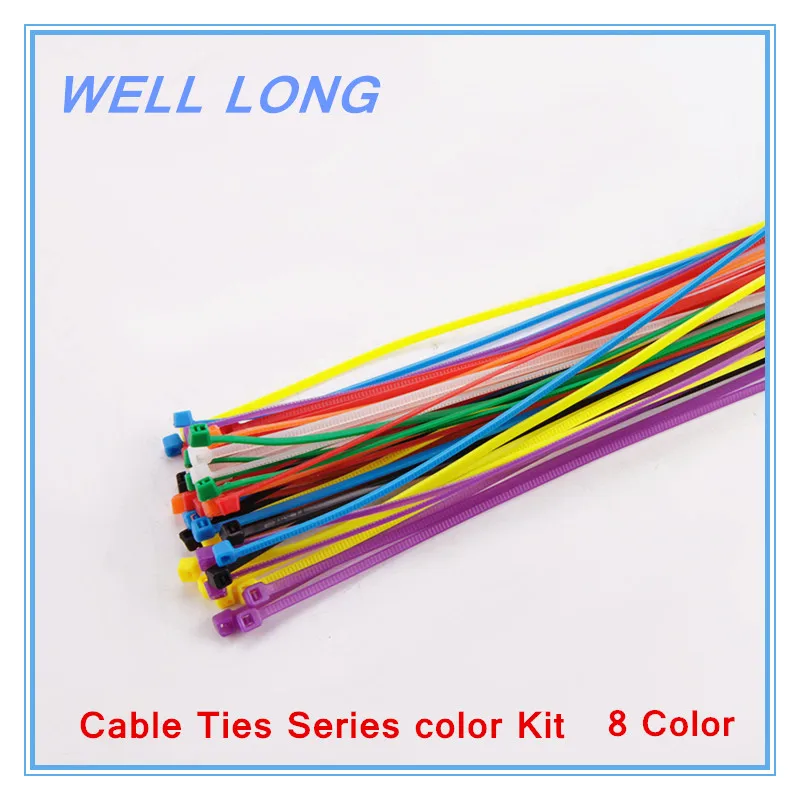 Fio de Cabo de Nylon Lote Laços Zip Abraçadeiras Série Kit Cor Preto Vermelho Laranja Amarelo Verde Azul Roxo 800 Pçs – 3*250mm