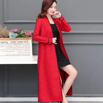 

B 2019 Spring and Autumn new woman lace cardigan shawl coat women long section long-sleeved jacket size S-5XL