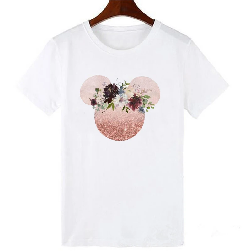 Оригинальная одежда, Женская Футболка Harajuku, футболка с цветочным рисунком Микки Мауса, уличная одежда, топы в Корейском стиле, Kawaii Camiseta Mujer