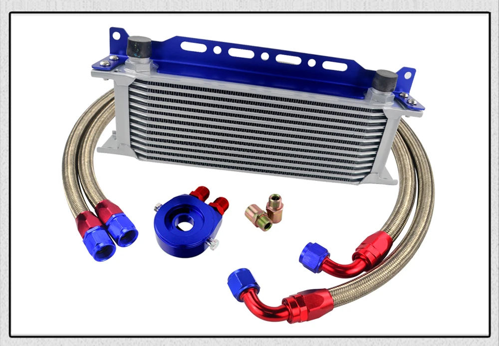 Универсальный 13 масляный радиатор+ Масляный фильтр Сэндвич-адаптер+ нейлоновая оплетка из нержавеющей стали AN10 шланг+ Масляный кулер монтажный кронштейн