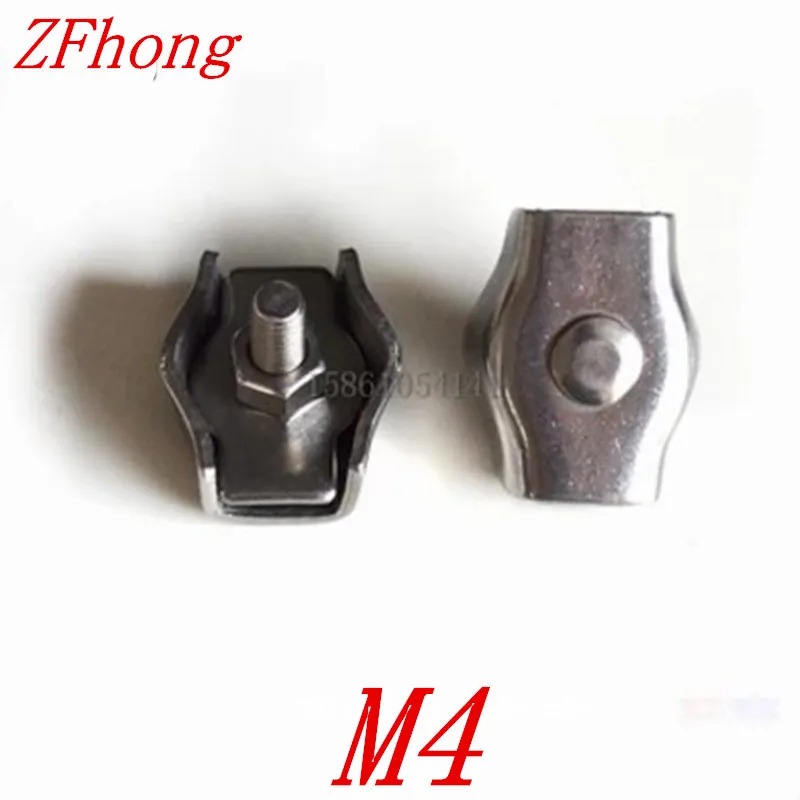 

10PCS M4 single Clamps Buckle Wire Rope Clip 4 MM stainless Steel 304