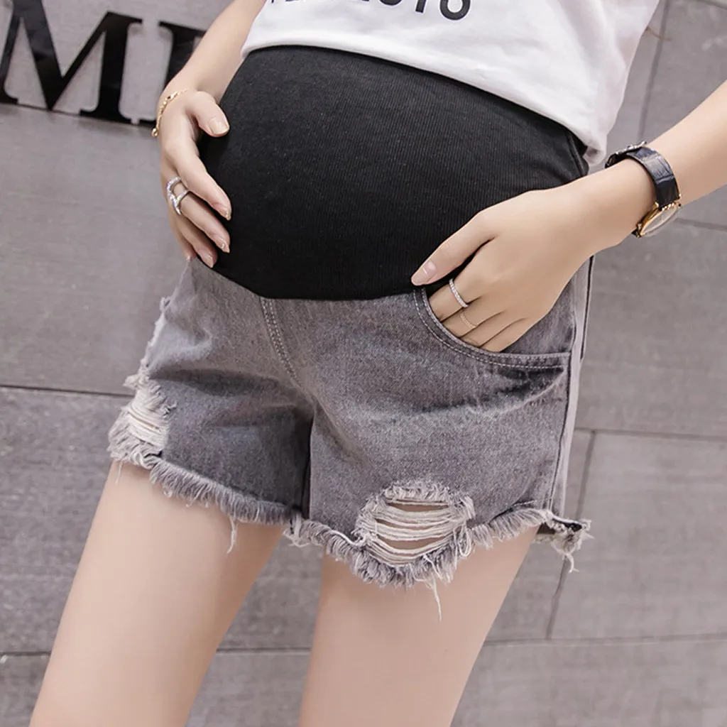 Для беременных джинсовые короткие летние джинсы брюки для беременных Для женщин для беременных отверстие легкие шорты брюки Беременность брюки джинсы