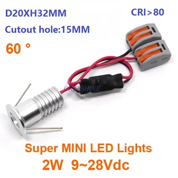 

Dimmable Super bright 2W 110V 220V Spot LED Lights input DC9-28V/3V Recessed Down Light Project Lighting 15mm cutout 60 degree
