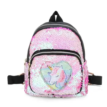 

New Fashion Women Glitter Leather Backpack Unicorn Mini Travel Children Sequins Shoulder Bag Back Pack Mochila Feminina Backpack