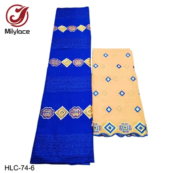 

Milylace patch-work swiss cotton lace fabric 5 yards for clothes + printing chiffon fabirc 2 yards for headtie scarf HLC-74