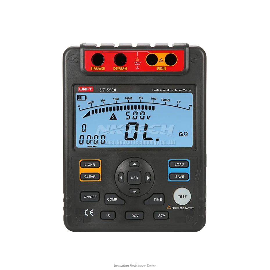 UNI-T UT513A 5KV Мегаомметр изоляции сопротивления заземления Тесты er Мегаомметр вольтметр регистратор данных Тесты вольт вторичного Дисплей