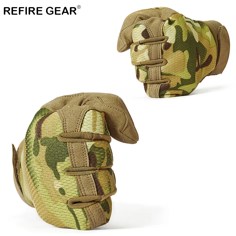 Мужские камуфляжные перчатки ReFire Gear дышащие велосипедные с полными пальцами для