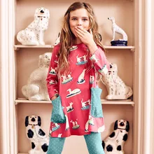 Горячая распродажа; красное платье с принтом и длинными рукавами для девочек 1-6 лет повседневные платья Одежда для детей; RD010