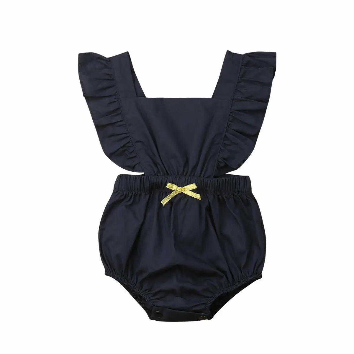 Черный Pudcoco/ г. летние однотонные для новорожденных девочек Цельный боди Комбинезон Спинки повседневное милый пляжный костюм наряды - Цвет: Черный