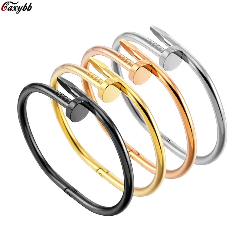 

2019 Simple Titanium Steel Stainless Steel Nails Bracelet Silver Gold Bracelets Bangles Punk for Women Men Best Gift Jewelry